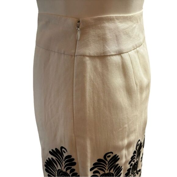 LOFT Black and White Floral Embroidered A-Line Linen -blend Skirt| Size 4 | EUC - Picture 5 of 10
